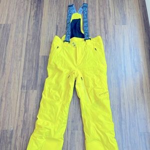 Neon yellow spyder ski pants / bibs